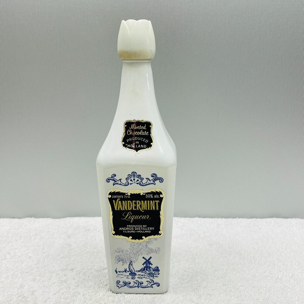 EVC Vintage Vandermint Liqueur Bottle, Tilburg - Holland, Original Stickers